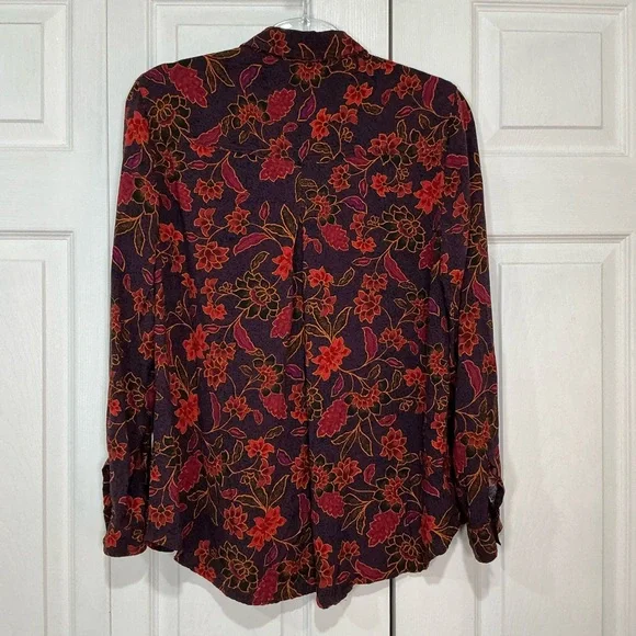 🍓 Beach Lunch Lounge Beachlunchlounge Floral Button Down Long Sleeve Shirt - XL - Picture 3 of 5